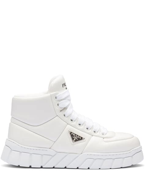 prada nappa leather hightop sneakers|More.